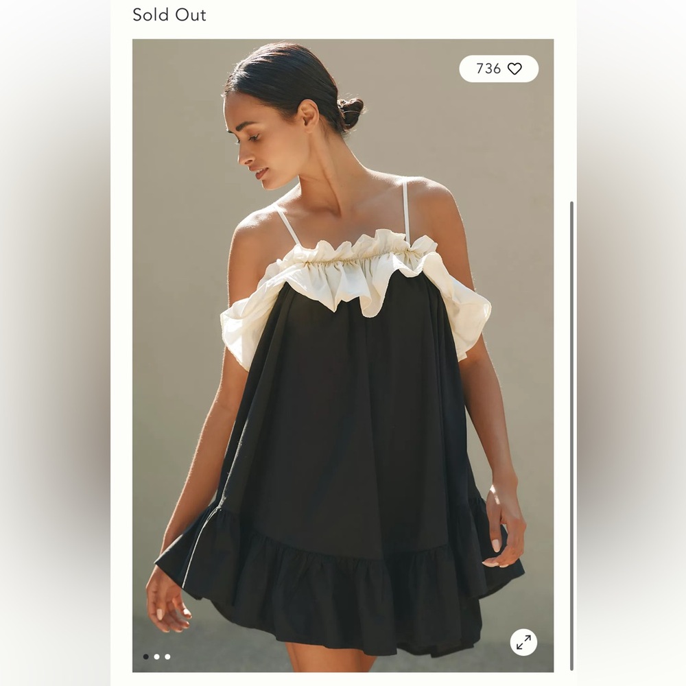 Anthropologie Black and White Ruffle Dress